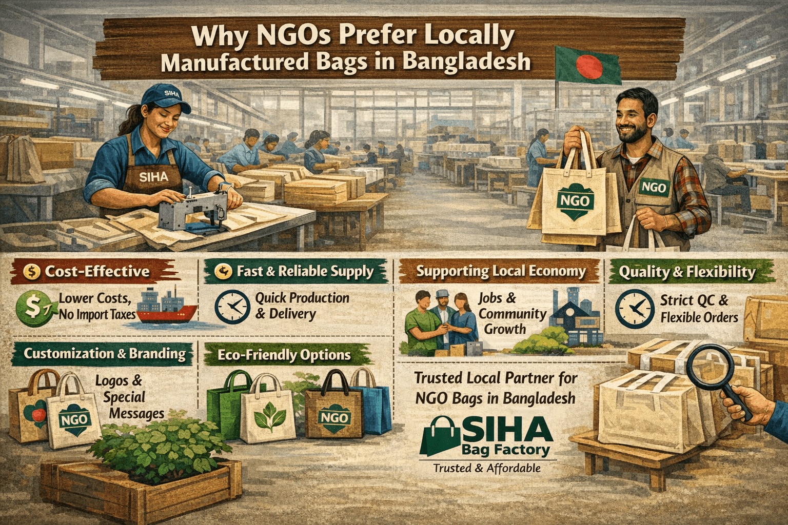 locally manufactured NGO bags